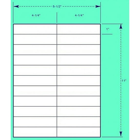 White Mailing / Shipping / Address Labels for Laser / Inkjet printers - 4 1/4 x 1 Inches - 22 Labels per sheet - 100 Sheets.
