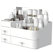 PandaTop Makeup Organizers,Large Capacity Desk Organizer with Drawers,Make Up Organizers and Storage, Large Vanity Organizer for for Lotions, Eyeshadows,Concealers(White)