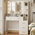thumbnail image 1 of White Makeup Vanity with 10 Light Bulbs, Modern Vanity Desk with Mirror & Lighting,Vanity Table with 2 USB Ports,Makeup Desk with Storage Shelves and Drawers, 1 of 9