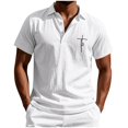 thumbnail image 1 of White Man Basic Tshirts Christian Graphic Tee Tops for Mens Short Sleeve Collared Turtle Neck Faux Linen Brunch Fall Summer Shirts Button 2026 Clothes XXL, 1 of 9