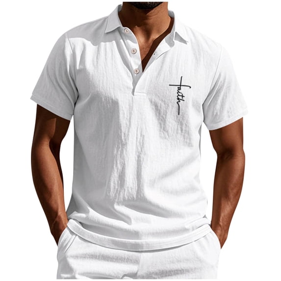 White Man Basic Tshirts Christian Graphic Tee Tops for Mens Short Sleeve Collared Turtle Neck Faux Linen Brunch Fall Summer Shirts Button 2026 Clothes XXL