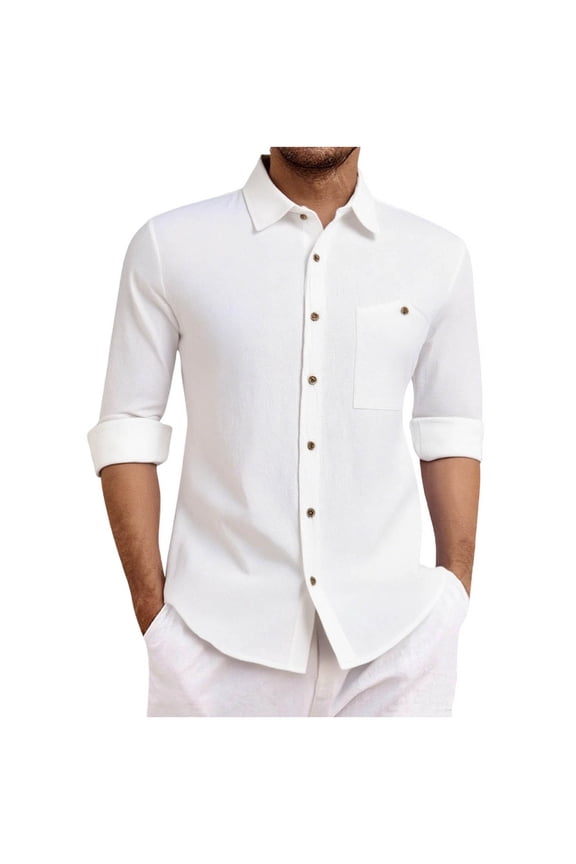 White Man Lounge Button Long Sleeve Outfits for Man Turtleneck Faux Gauze Linen Cardigan Plain Fall Summer 2026 Clothing Regular Fit Y2K XL