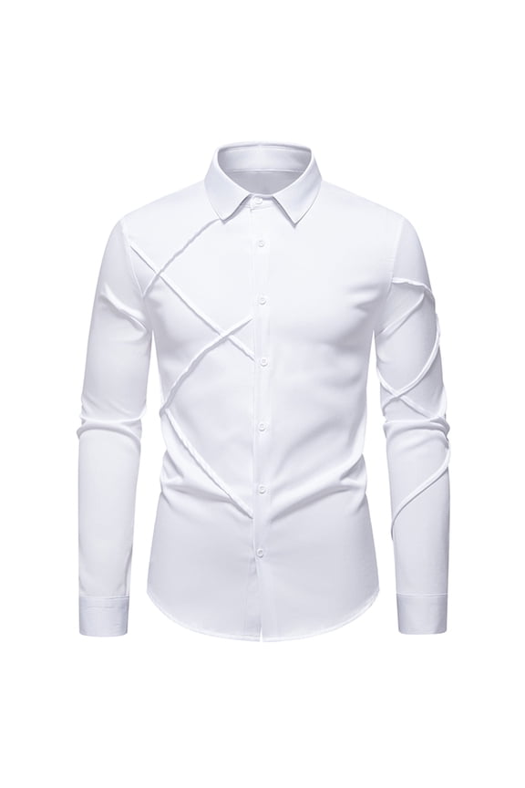 White Man Top Collared Turtleneck Neck Blouses for Man Long Sleeve Brunch Basic Summer Fall Shirts Button 2026 Clothes Y2K L