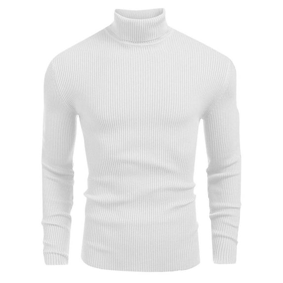 White Man Turtleneck Sweater Lounge for Mens Long Sleeve Thick Crochet Warm Knit Plain Fall Winter 2025 Clothing Country Concert L