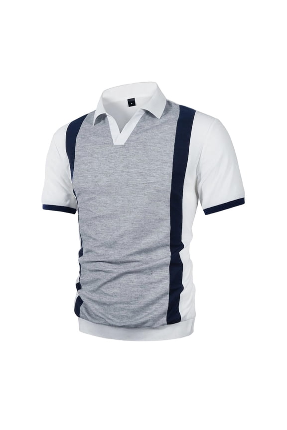 White Man V Turtle Neck T Shirts Brunch Tee Tops for Man Short Sleeve Color Block Fish Net Plain Summer Fall Tee Shirt 2026 Clothes Fashion L