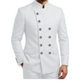 thumbnail image 1 of White Mandarin Collar Men's Suits 2 Piece Sets Silver Buttons Double Breasted Blazer Pants Suit XL, 1 of 1