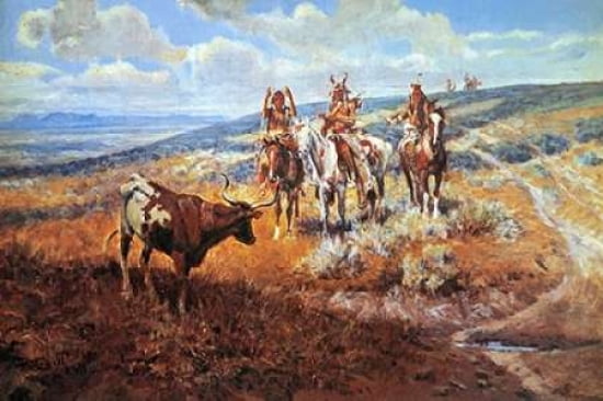 White Mans Buffalo Canvas Art - Charles M Russell (12 x 18)