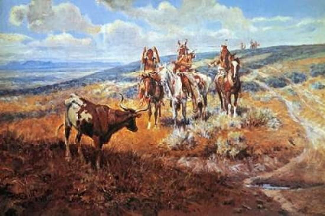 White Mans Buffalo Canvas Art - Charles M Russell (24 x 36)
