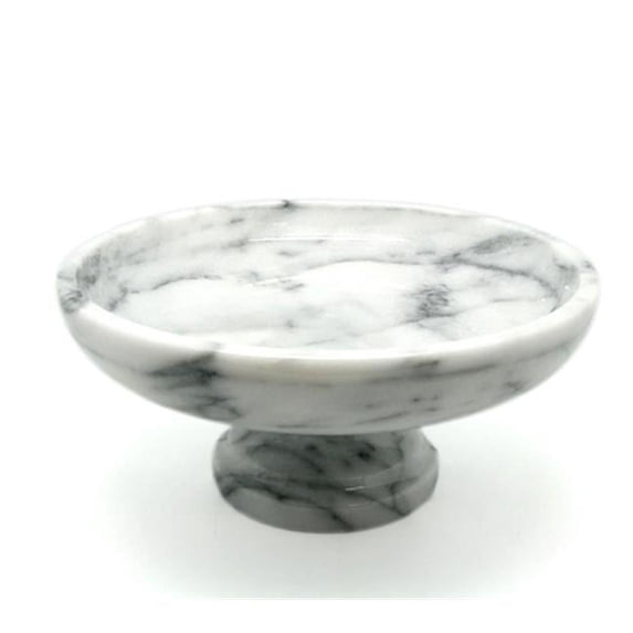 White Marble 10 in. x 10 in. Fruit Bowl on Pedestal