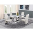 thumbnail image 1 of White Marble 5 piece Dining Set with Silver Stainless Steel Base, 1 of 3
