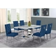 thumbnail image 1 of White Marble 7 piece Dining Set with Silver Stainless Steel Base, 1 of 4