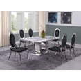 thumbnail image 1 of White Marble 7 piece Dining Set with Silver Stainless Steel Base, 1 of 5