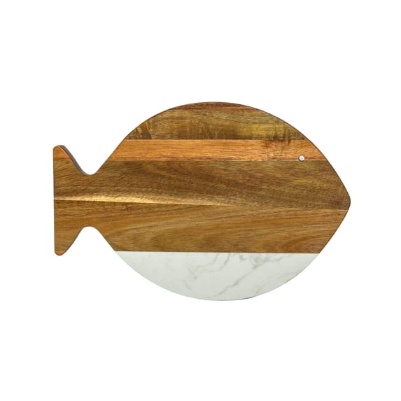 White Marble/Acacia Wood Fish Board