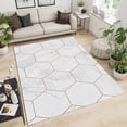 thumbnail image 1 of White Marble Area Carpet, Hexagonal Geometric Rug, Bathroom Rugs Soft To The Touch Easy To Clean Suitable For Living Room Bedroom Kitchen Dining Room Cafe 5x7ft, 1 of 6