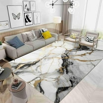 White Marble Area Rug, Black Gray Gold Texture Design Rug, Light Luxury Modern Abstract Art Rugs, Living Room Bedroom Dining Room Office Indoor Non-Slip Floor Carpet Mat