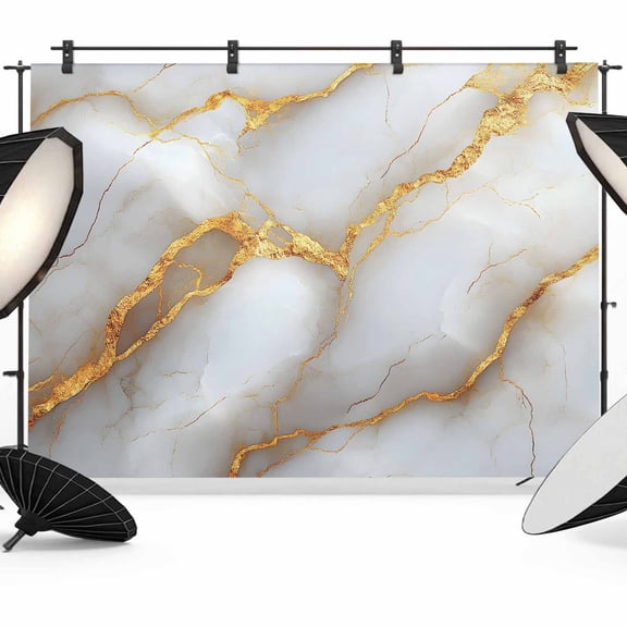 White Marble Backdrop for Photography, Gold Crack Texture Modern Luxury Decor Photo Backdrop Portrait Background Party Banner Photo Backgrounds for Studio Booth Props, 10x8ft