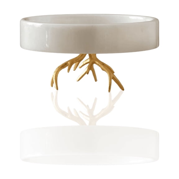 White Marble Cake Stand With Gold Root Base