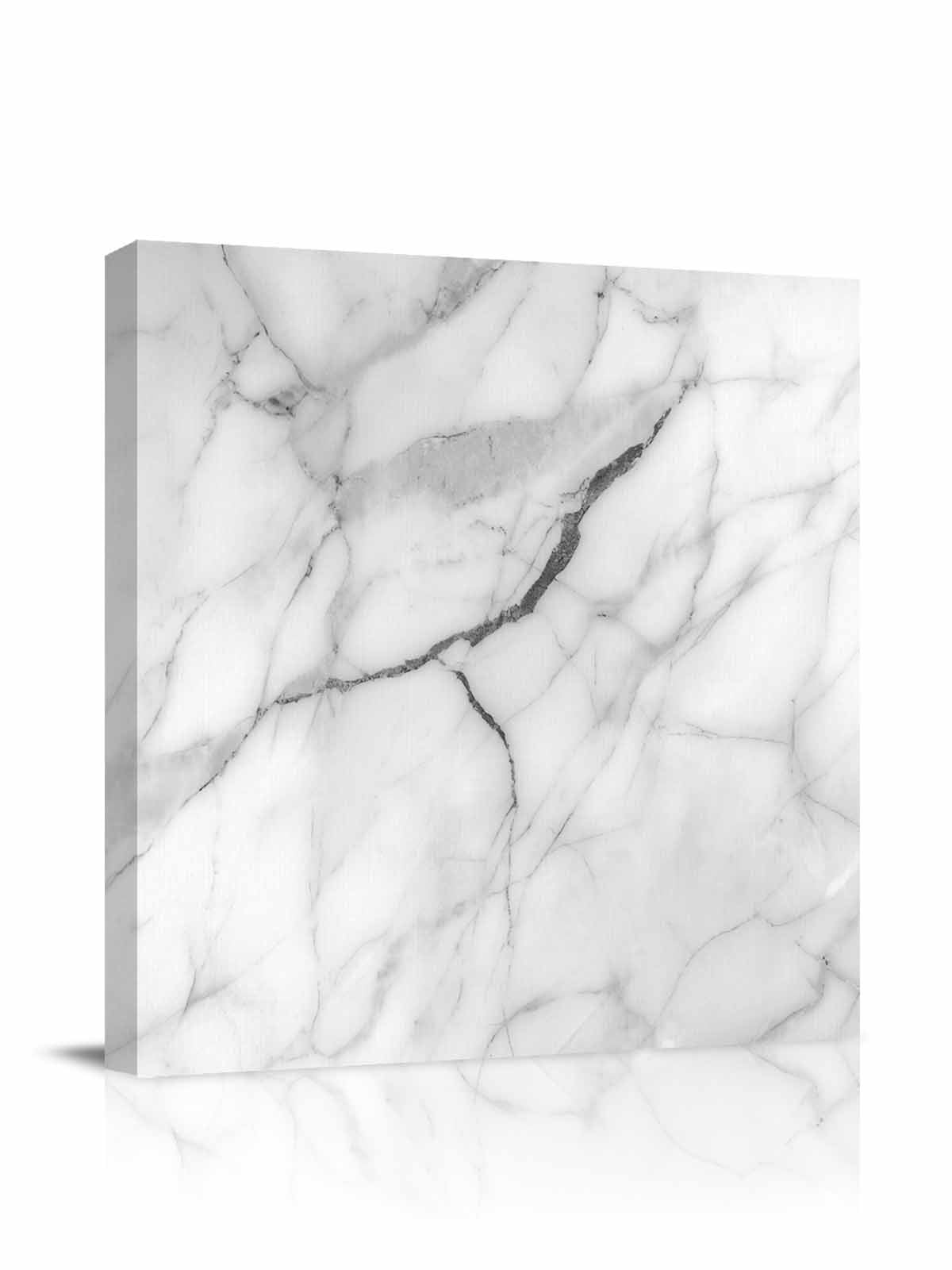 White Marble Canvas Wall Art, Grey White Abstract Art Framed Wall Decor Modern Artwork Prints Painting for Living Room, Bedroom, Kitchen & Cafe Decor 16x16 Inch