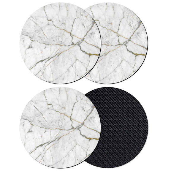 White Marble Coasters Set of 4, Absorbent Coasters for Drinks, Modern Abstract Art Ink Painting Coaster for Desk Coffee Table Protection, Home Decor House Warming Gifts 4"