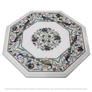 White Marble Coffee Table with Chrome and Black Art Deco Legs   Elegant Marble Top Table for Living Room Furniture and Home Decor-18 Inch