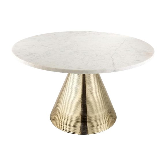White Marble Coffee Table with Gold Legs, Single-Piece Design for Stylish Living