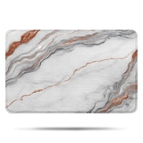 White Marble Copper Line Pattern Bathroom Rugs Mat,Non Slip Microfiber Bathroom Rug,Rubber Backing,Soft Bathroom Mats for Bathroom Floor,Tub and Shower,17x27in(43x68cm)