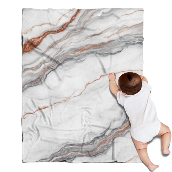 White Marble Copper Line Pattern Blanket,Comfortable Soft Lamb Wool Throw Blanket,All Season,Warm Lightweight Blankets for Sofa Bed Couch Living Room Chair,30"x40"