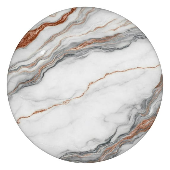 White Marble Copper Line Pattern Round Fitted Tablecloth with Elastic Edge,Dining Table Cover Waterproof,Outdoor Round Tablecloth for Camping,Dining,Indoor and Outdoor