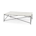 thumbnail image 1 of White Marble Criss Cross Base Coffee Table, 1 of 9