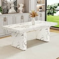 thumbnail image 1 of White Marble Dining Table - 78.7" MDF Kitchen Table for 8-10, Versatile Home/Office Use. Elegant, Durable, Easy Clean. Perfect for Dining Room, Kitchen, or Workspace., 1 of 27