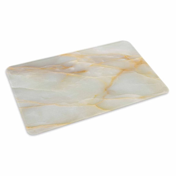 White Marble Doormat Gold Gradient Abstract Stone Cracks Texture Non Slip Low Profile Rubber Door Mat Washable Absorbent Indoor Front Door Mat Entryway Rug Entrance Carpet 24x36 Inch