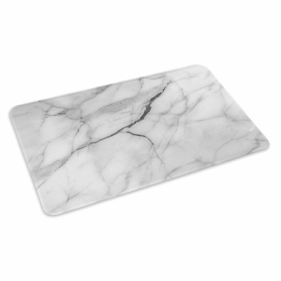 White Marble Doormat Outdoor Entrance 16"x24", Modern Geometric Abstract Minimalist Crack Absorb Moisture Dirt Door Mats, Non-Slip Rubber Backing Floor Mats Indoor, Low-Profile Front Door Rugs