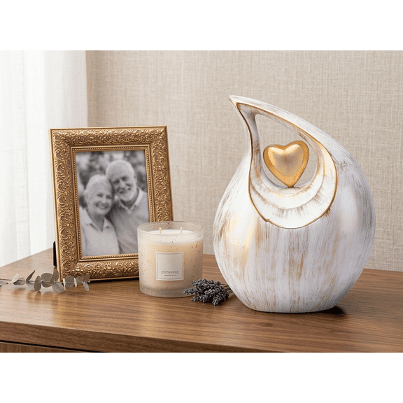 White Marble  Elegant Cremation Urn for Ashes, Ceramic Urn with Coated Design,10 X 8 X 6 inches    Funeral Urn For Ashes Burial Urn For Ash Box Ashes Urn Boc Funeral Urn boX