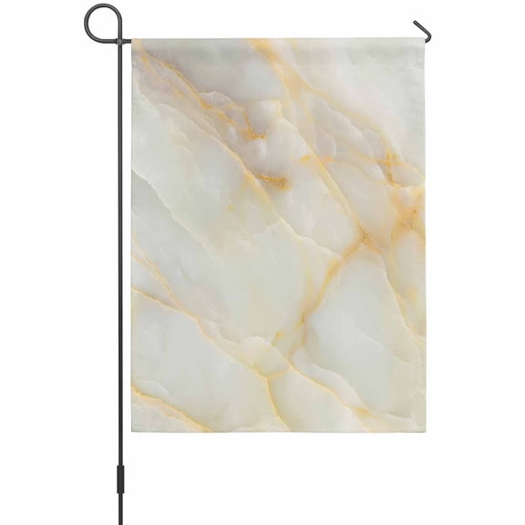 White Marble Garden Flag 12 x 18 Inches, Gold Gradient Abstract Stone Cracks Texture Weather Proof Outdoor Patio Flags Double Sided Small Garden Decoration for Yard Outside Home