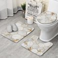 thumbnail image 1 of White Marble Gold Leaf Hexagon Pattern Bathroom Rugs Sets 3 Piece,Toilet Cover Set,Absorbent Non Slip Bathroom Mats Sets with U-Shaped Contour Rug Toilet Rug Set, 1 of 5