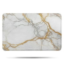 White Marble Gold Line Pattern Bathroom Rugs Mat,Non Slip Microfiber Bathroom Rug,Rubber Backing,Soft Bathroom Mats for Bathroom Floor,Tub and Shower,17x27in(43x68cm)