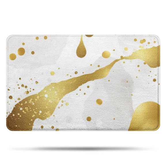 White Marble Gold Spot Pattern Bathroom Rugs Mat,Non Slip Microfiber Bathroom Rug,Rubber Backing,Soft Bathroom Mats for Bathroom Floor,Tub and Shower,20x32in(50x80cm)