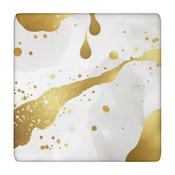 White Marble Gold Spot Pattern Square Fitted Tablecloth with Elastic Edge,Square Table Cover,Washable Elastic Table Cover for Home Kitchen Party Decor 34"x34"