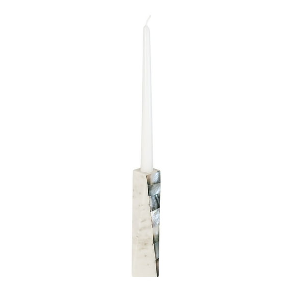 White Marble Grey Pearl Candle Holders Large / White