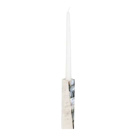 White Marble Grey Pearl Candle Holders Small / White