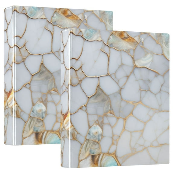 White Marble Hardcover 3 Ring Binder 1.5 inch Round Rings with Interior Pockets Binders Organizer Office School 1 Pack
