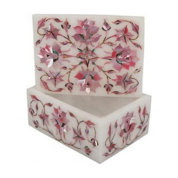White Marble Inlay Jewelry Box