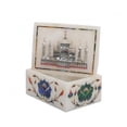 thumbnail image 1 of White Marble Jewelry Box Multi Color Gemstone Inlaid Bangle Box, 1 of 3