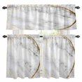 thumbnail image 1 of White Marble Kitchen Curtains Valances and Tiers Set of 3 Abstract Gold Circle Marble Texture Contemporary Tier Curtains and Valance with Rod Pocket for Small Windows, 27.5"x24", 1 of 9