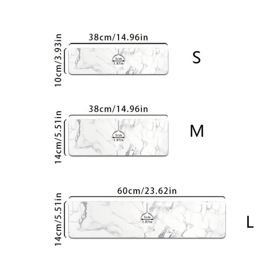 White Marble Kitchen Sink Mat Durable Rubber Drying Pad for Countertop