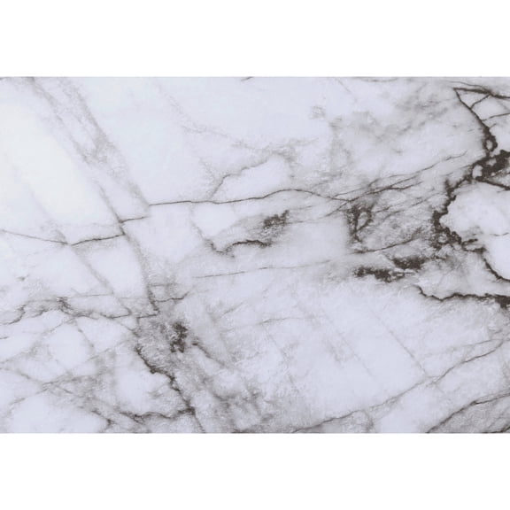 White Marble Look C-shaped Snack Table / Store Small Stuff Nearby