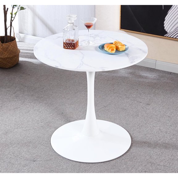 White Marble Look - Easy to Assemble - Kitchen Table - Less Time