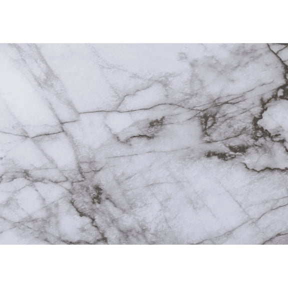 White Marble-Look Finish, Black Metal Accents | Laptop Work in Home Office with Storage Options | All-Side Finished for Any Placement