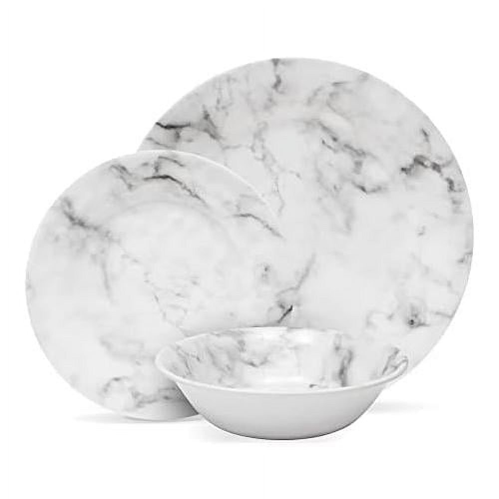 White Marble Melamine Plates And Bowls Sets, Modern Dinnerware Set