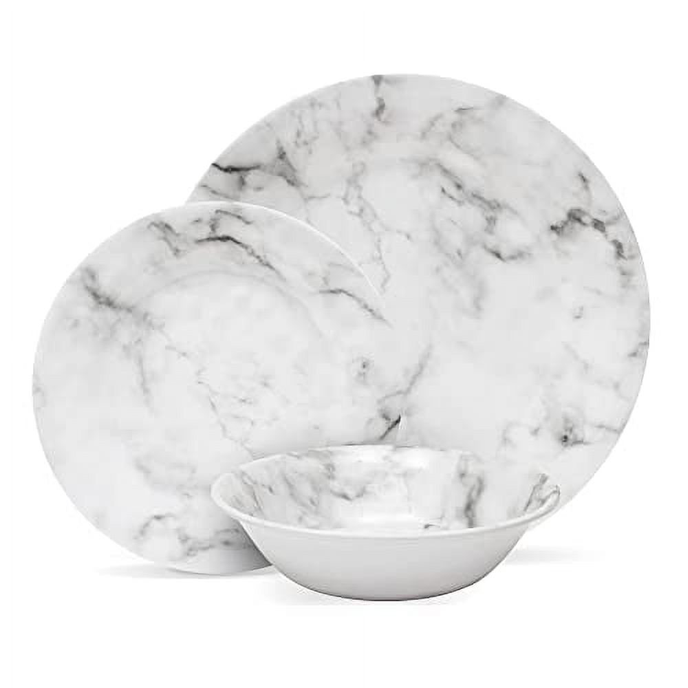 White Marble Melamine Plates And Bowls Sets, Modern Dinnerware Set